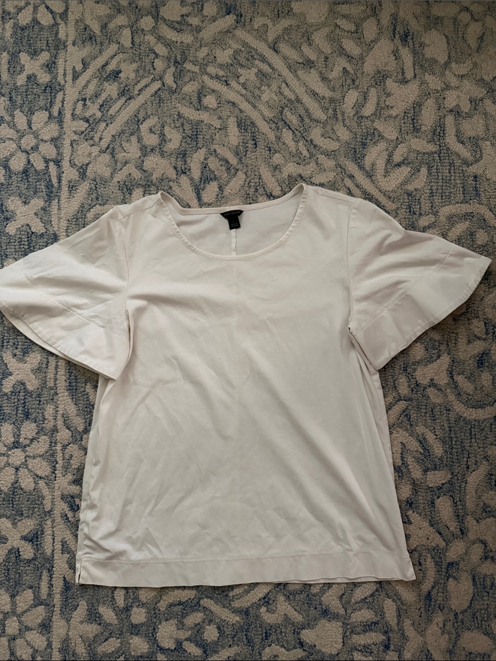 Ann Taylor White Short Sleeve Crewneck Blouse